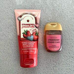 5/$25 🎆 NEW Bath & Body Works Strawberry Pound Cake Body Cream & Hand Sanitizer